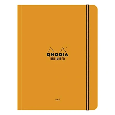 Abbildung von Rhodia 118758C Notizbuch Unlimited (DIN A5+, 16 x 21 cm, 60 Blatt, 80 g, kariert, elegant und praktisch) 1 Stück orange