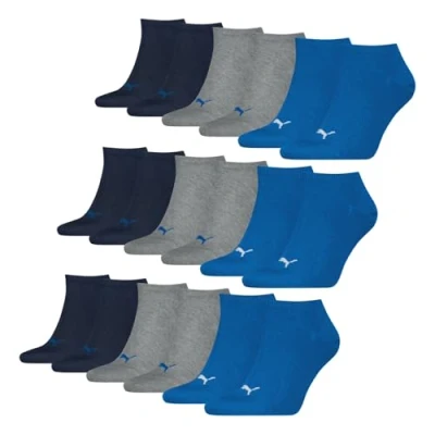 Abbildung von PUMA 9 Paar Unisex Herren Damen Sportsocken Kurzsocken Sneaker Socken, Farbe:Mehrfarbig, Größe:39 42, Artikel: 277 blue/grey melange