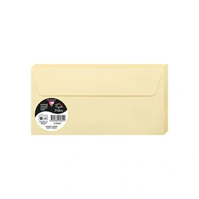 Abbildung von Clairefontaine 5845C Packung mit 20 Umschläge Pollen, Format DL, 110 x 220 mm, 120g, ideal für Ihre Einladungen und Korrespondenz, Beige, 1 Pack