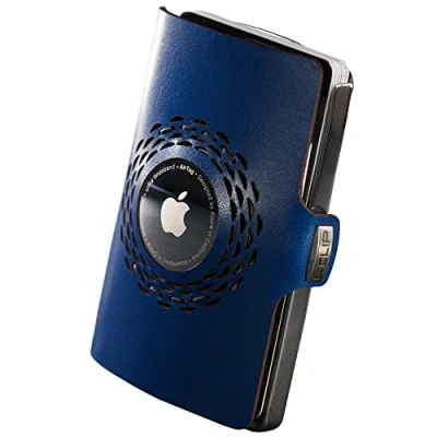Abbildung von I CLIP Edelstahl für Apple AirTag mit austauschbarer Geldklammer Portemonnaie Slim Wallet Geldbörse kompatibel Stahl poliert Blau