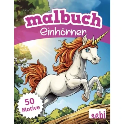 Abbildung von Malbuch Einhörner: 50 zauberhafte Motive zum Ausmalen für Kinder und Erwachsene, perfektes Geschenk Jungen Mädchen