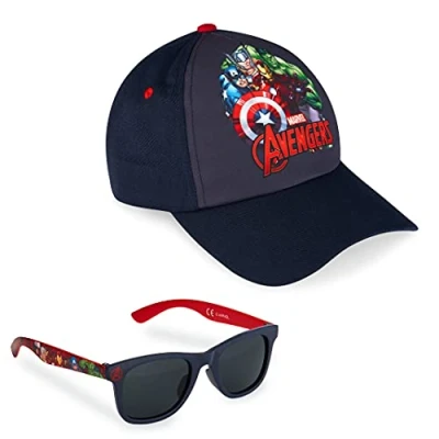 Abbildung von Marvel Sonnenhut Kinder Baseball Cap und Sonnenbrille Set Avengers Kappe Jungen Mütze Sommer Zubehör Einheitsgröße Verstellbarer Riemen Geschenke für (Marineblau)