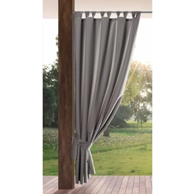 Abbildung von Eurofirany Garden Outdoorvorhäng mit Schlaufenschal 1 STK. Abnehmbaren Schlaufen, Sonnenschutz Sichtschutz Winddicht Wasserdicht Vorhäng für Pavillon Terrasse Pergola, 155x260 cm, Stahlgrau