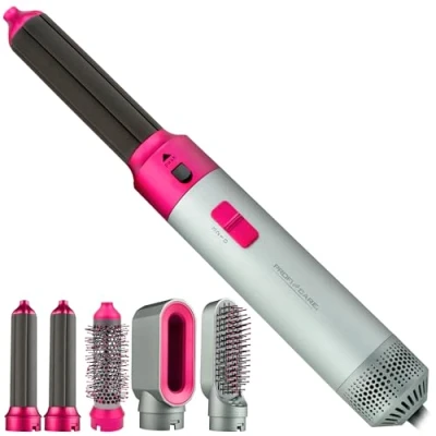 Abbildung von ProfiCare® Warmluftbürste 4in1 Hairstyler für Locken, Volumen, Glätten und Trocknen 1000W Rundbürstenföhn Föhnbürste 3 Stufen inkl. Organizer Aufbewahrung Airstyler PC HAS 3132 pink