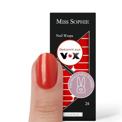 Abbildung von Original Miss Sophie Nagelfolien Too Hot For You I 24 ultra dünne Nagellack Streifen einfarbig Für Finger &amp; Fußnägel Hält auf Natur sowie lackierten, Acryl , Gel Shellac Nägeln