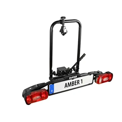 Abbildung von EUFAB 11559 Fahrradträger AMBER 1, E Bike geeignet, teilweise vormontiert, für 1 Fahrrad, Anhängerkupplung, Schwarz