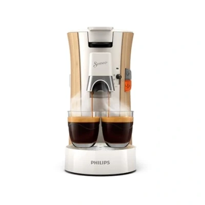 Abbildung von PHILIPS Senseo Select Kaffeepadmaschine Intensität Plus, Memo Funktion für 3 Kaffeespezialitäten, Crema Umweltfreundliches Produkt mit 37% Biobasiertem Kunststoff, Seidenweiß (CSA240/05)