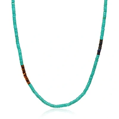 Abbildung von COAI Geschenkideen Herren Heishi Surfer Halskette Boho Stammes Kette aus Synthetischem Türkis Lapislazuli Tigerauge