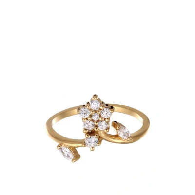 Abbildung von Elli Zirkonia Blume Glamour Ring, Damen, Größe: 54, Gold
