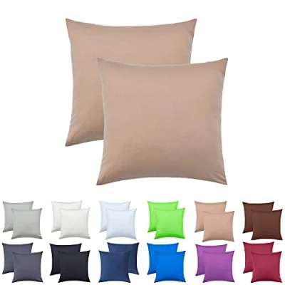 Abbildung von NatureMark 2er Pack Jersey Kissenbezug Kissenhülle Kissenbezüge Seitenschläferkissen Nackenkissen viele Größen und Farben ÖKO TEX (40 x 40 cm, Sand/Beige)