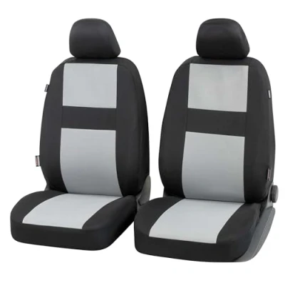 Abbildung von Walser Auto Sitzbezug Glasgow 2 Vordersitzbezüge, Universal PKW Sitzbezüge Polyester, Schonbezüge für Normalsitze, Autositzschoner schwarz grau
