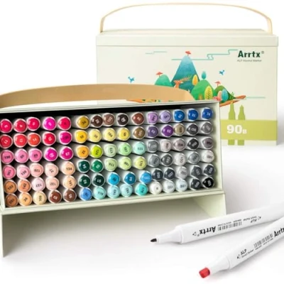 Abbildung von Arrtx Permanent Marker 90 Farben, ALP Pen Graffiti Stift Set Alkohol Dual Tips zum Malen, Illustration, Zeichnung, Skizzieren, Anime, Design