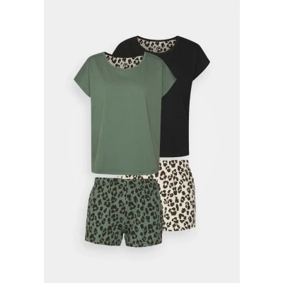 Abbildung von Lascana LEO Shorty 2 PACK Pyjama, Damen, Größe: 32/34, Ecru/khaki le