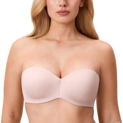 Abbildung von DELIMIRA Damen Minimizer Trägerloser BH mit Bügel Große Größen Dirndl Bandeau ohne Polster Nacktes Rosa 85E