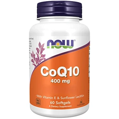Abbildung von Now Foods, CoQ10 (Coenzym Q10), 400mg, hochdosiert, 60 Weichkapseln, Laborgeprüft, Glutenfrei, Sojafrei, ohne Gentechnik