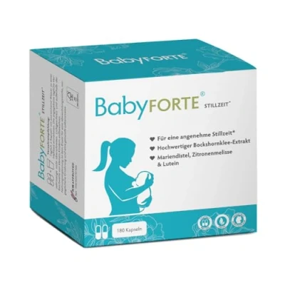 Abbildung von BabyFORTE® Stillzeit 180 Kapseln Ohne Fenchel Bockshornklee 10:1, Eisen. Lutein, vegan, mit Vitaminen kombinierbar