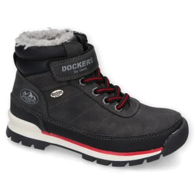 Abbildung von Dockers by Gerli Jungen Schnürstiefeletten, Kinder Boots,wasserabweisend,warm gefüttert,schnürboots,Winterschuhe,schwarz,25 EU / 8 Child UK