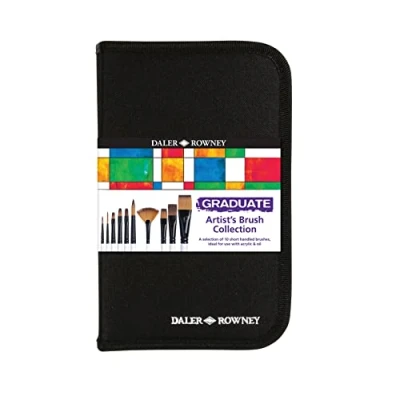 Abbildung von Daler Rowney Graduate Pinselset mit Etui Reißverschluss 10 Stück Pinsel kurzem Griff