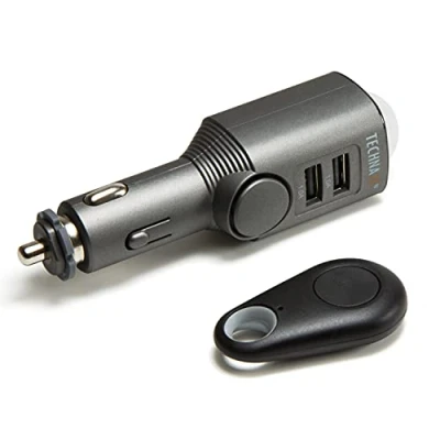 Abbildung von Technaxx TX 100 Auto, Wohnmobil , Boots Alarm/ Mobiler Mini ALARM mit Bewegungserkennung + Fernbedienung und Autoladegerät 2x USB, 6 TAGE STANDBY . 110db SOUND zur Abschreckung, (L x B H) 3.2 11.5 cm