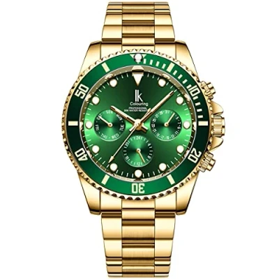 Abbildung von Alienwork Automatikuhr Armbanduhr Herren Damen Gold Edelstahl Metallarmband Kalender Grün Multi Funktion Glasboden