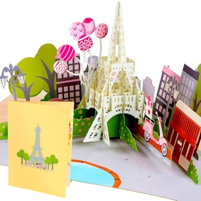 Abbildung von Liebessa 3D Karte Paris Eiffelturm Pop Up Grußkarte, Reise nach Frankreich, Geschenkkarte, Gutschein, Reisgutschein (SCHÖNES PARIS)