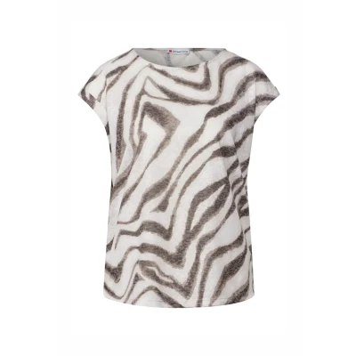 Abbildung von Street One Gemustertes Ausbrenner Tshirt print, Damen, Größe: 38, Beige