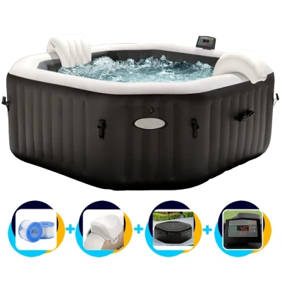 Abbildung von Intex Whirlpool »PureSPA &quot;Jet + Bubble Deluxe&quot; octagon, onyx black«, (Set), 8 tlg., mit Salzwassersystem, in verschiedenen Größen