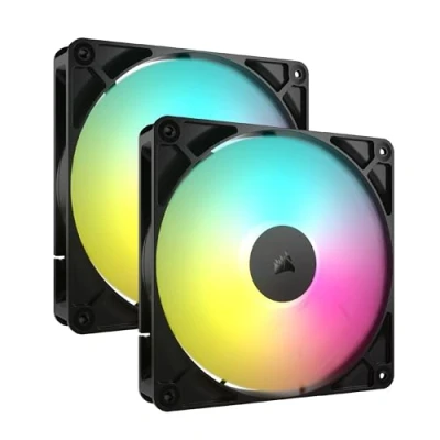 Abbildung von CORSAIR RS140 ARGB 140mm PWM Lüfter Daisy Chain Verbindung Geräuscharm Magnetisches Dome Lager Doppelpack Schwarz