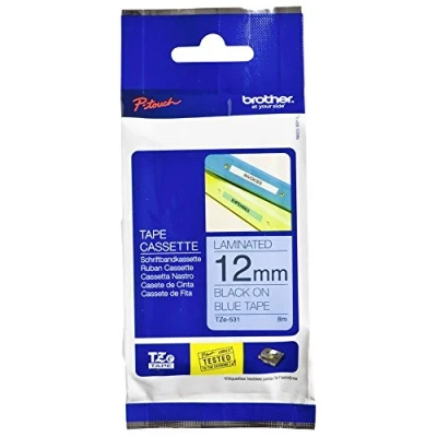 Abbildung von Brother TZe 531 (12 mm) Schwarz auf blau Tape