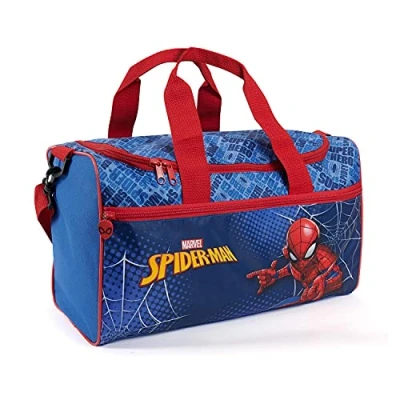 Abbildung von Spider Man Sporttasche Kinder Kindergarten Spiderman Umhängetasche Schwimmtasche Blau für Kleine Jungen Marvel Superheld Reisetasche Wasserdicht Kleinkind 3 4 5 6 Jahre 35x22x15 cm Perletti