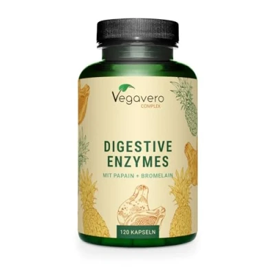 Abbildung von Enzym Komplex Bromelain Papain Amylase Lipase Cellulase Magensaftresistente DRCaps® Natürliche Verdauungsenzyme Laborgeprüft Ohne Zusatzstoffe Deutsche Produktion VEGAVERO®