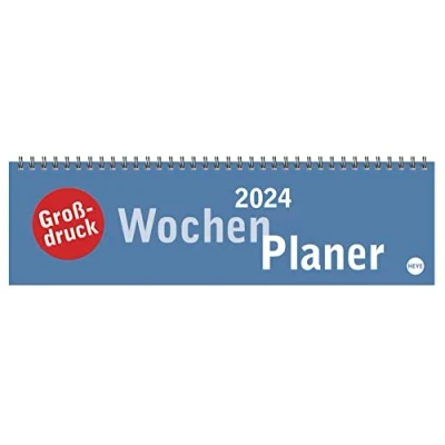 Abbildung von Großdruck Wochenquerplaner 2024. Praktischer Tischquerkalender mit extra großer Schrift. Schlichter Tischkalender 2024 fürs Büro. Wochenplaner für den Schreibtisch.