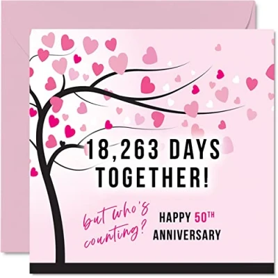 Abbildung von Lustige goldene Jubiläumskarte für Ehefrau oder Ehemann 18263 Days Together I Love You Gifts, Happy 50th Wedding Anniversary Karten Partner, 145 mm x Grußkarten fünfzigsten Jubiläen