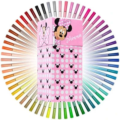 Abbildung von Disney Minnie Mouse Filzstifte Set mit 60 Fasermaler Geschenke für Kinder(Rosa)