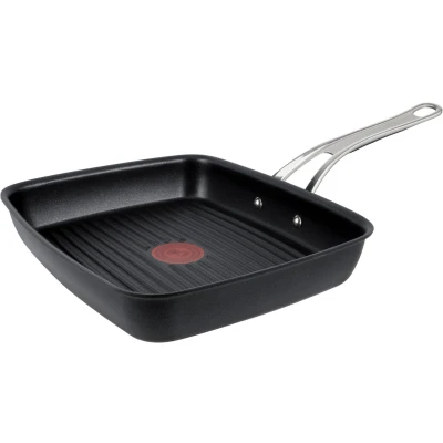 Abbildung von Tefal Jamie Oliver by E24541 Cooks Classic Grillpfanne 23 x 27 cm Aluguss Titanium 3x Antihaftversiegelung Thermo Signal Tiefe Form für Alle Herdarten Induktion Schwarz