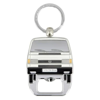 Abbildung von BRISA VW Collection Volkswagen Schlüssel Anhänger Ring Schlüsselbund Accessoire Keyholder mit Bier Flaschen Öffner im T4 Bulli Bus Design (Bus Front/Weiß)