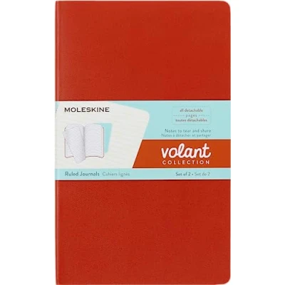 Abbildung von Moleskine Volant Notizhefte (liniert, Soft Cover, Large/A5) 2er Set Korallrot, Aquamarinblau