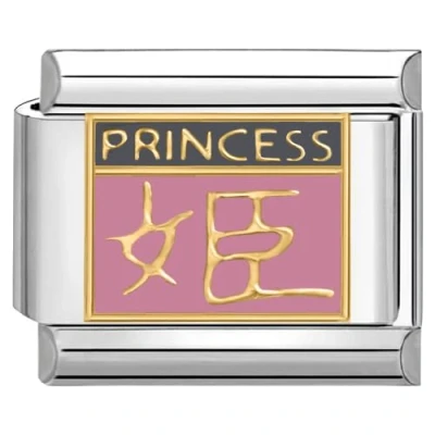 Abbildung von Quiges 9mm Italian Style Charm Modell Edelstahl rosa Prinzessin für Italien Armbänder
