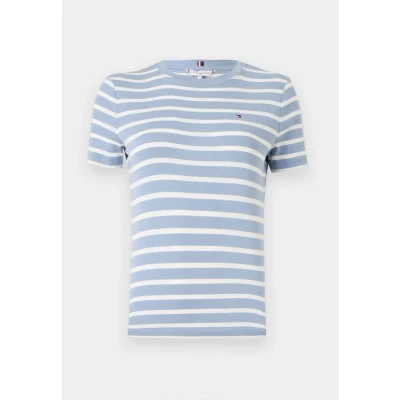 Abbildung von Tommy Hilfiger SLIM CODY Tshirt print, Damen, Größe: XXS, Brisk blue/ecru