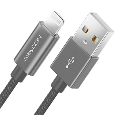 Abbildung von deleyCON 0,5m Lightning 8 Pin Ladekabel USB Kabel Apple MFi für iPhone 14 Pro Max Plus SE 13 Mini 12 Metallstecker &amp; Nylonkabel Grau