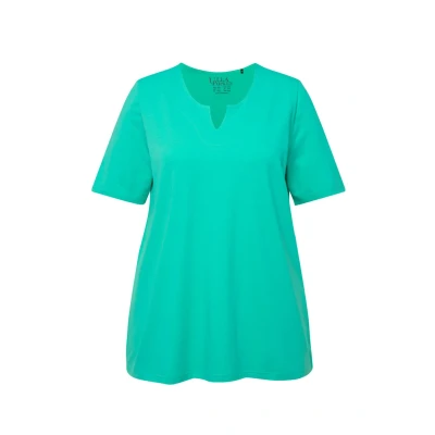 Abbildung von Ulla Popken Halbarm Tshirt basic, Damen, Größe: 42/44, Turquoise green
