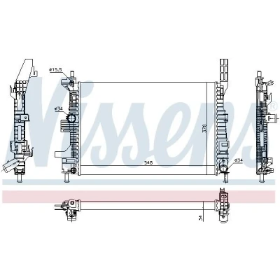 Abbildung von NISSENS 69238 Kühler, Motorkühlung Aluminium 543 362 26 Kühlrippen mechanisch gefügt, gelötet FORD: FOCUS 3 Turnier, C Max 2