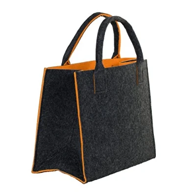 Abbildung von Brandsseller Praktische Einkaufstasche Shoppingbag Freizeittsche Aufbewahrungsbehälter aus Filz ca. 35 x 20 28 cm Anthrazit/Orange