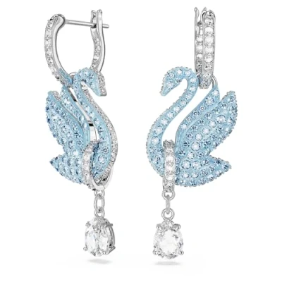 Abbildung von Swarovski Iconic SWAN Ohrringe silvercoloured/blue, Damen, Größe: One Size, Silver coloured/blue