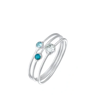 Abbildung von Elli 3ER SET PACK Stacking ZART Kristalle Ring, Damen, Größe: 54, Blau