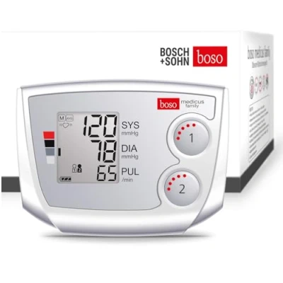 Abbildung von boso medicus family Partner Blutdruckmessgerät mit 2 Speicher Plätzen, großem Display und Arrhythmie Erkennung Inkl. Universal Manschette (2242cm)