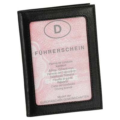 Abbildung von Leder Ausweisetui Ausweishülle Kreditkartenetui Ausweismappe Kartenetui KFZ Mappe Etui Farbe Schwarz