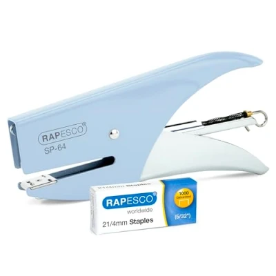 Abbildung von Rapesco 1376 SP 64 Heftzange und 1000 Heftklammern des Typs 21/4mm, 12 Blatt Kapazität, Hellblau