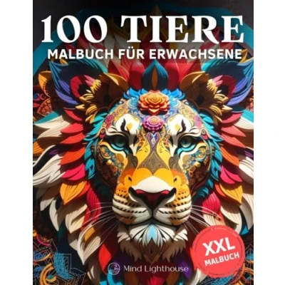 Abbildung von 100 Tiere XXL Mandala Malbuch für Erwachsene: Entspannende Tiermotive als Mandalas zum Stressabbau (Katzen, Pferde, Hunde, Eulen, Löwen, Elefanten ... Bilder von Tieren Ausmalen.