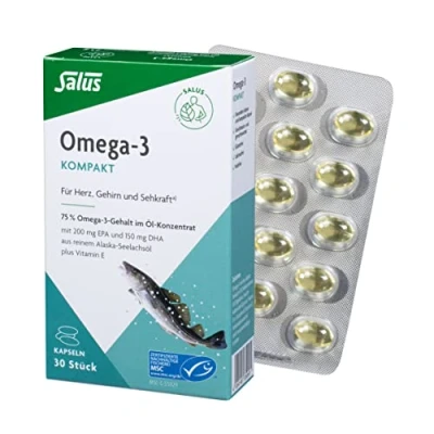 Abbildung von Omega 3 Kompakt aus reinem Alaska seelachsöl Salus
